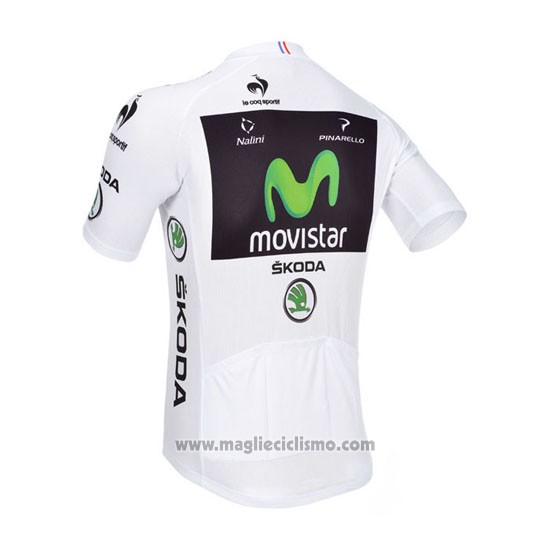 2013 Abbigliamento Ciclismo Movistar Lider Bianco Manica Corta e Salopette